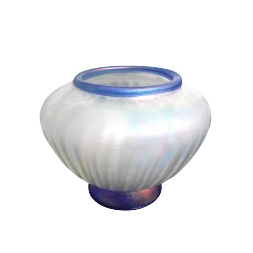 Wheaton Village Art Glass 5" Iridescent Vase Handblown Marked